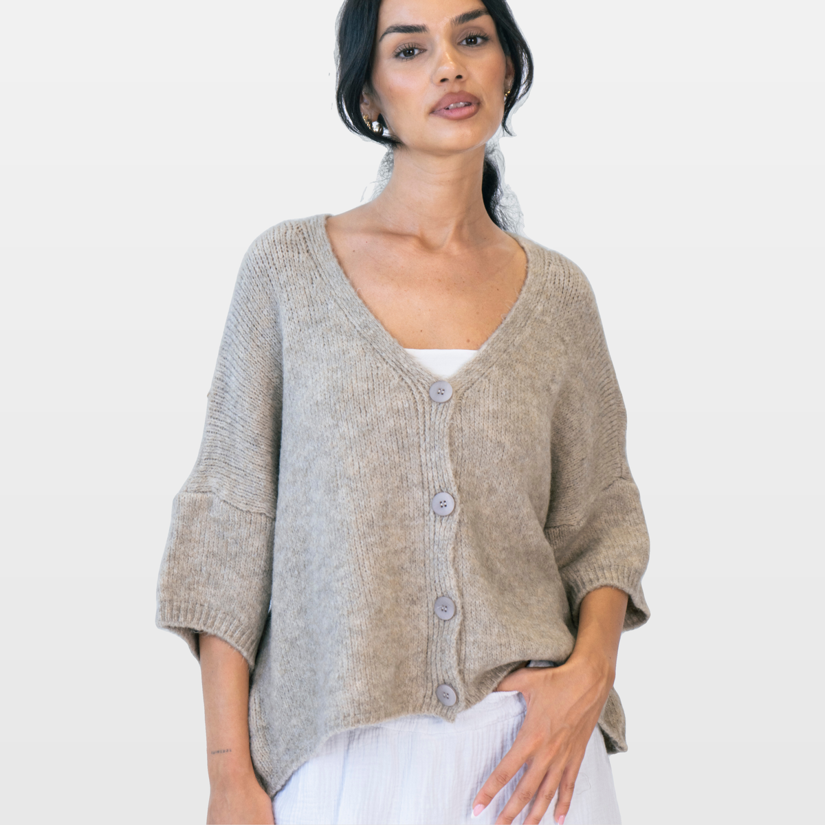 Sandra | Cárdigan oversize con mangas 3/4