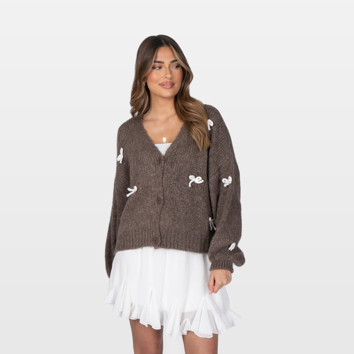 Letizia | Cárdigan oversize con mini lazos