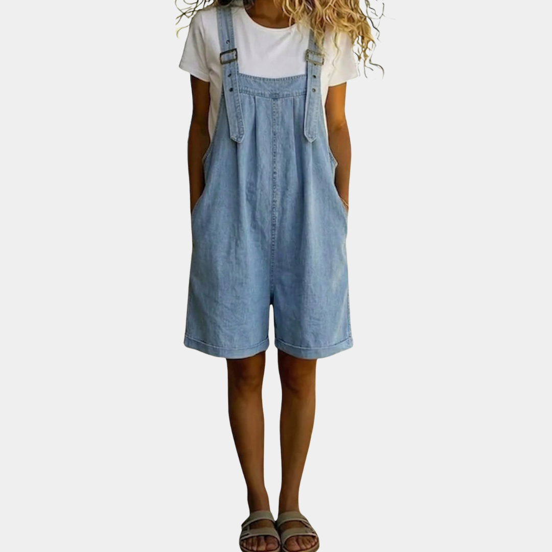 Clara | Conjunto en Denim de Algodón Suave Efecto Vintage Lavado Azul Claro