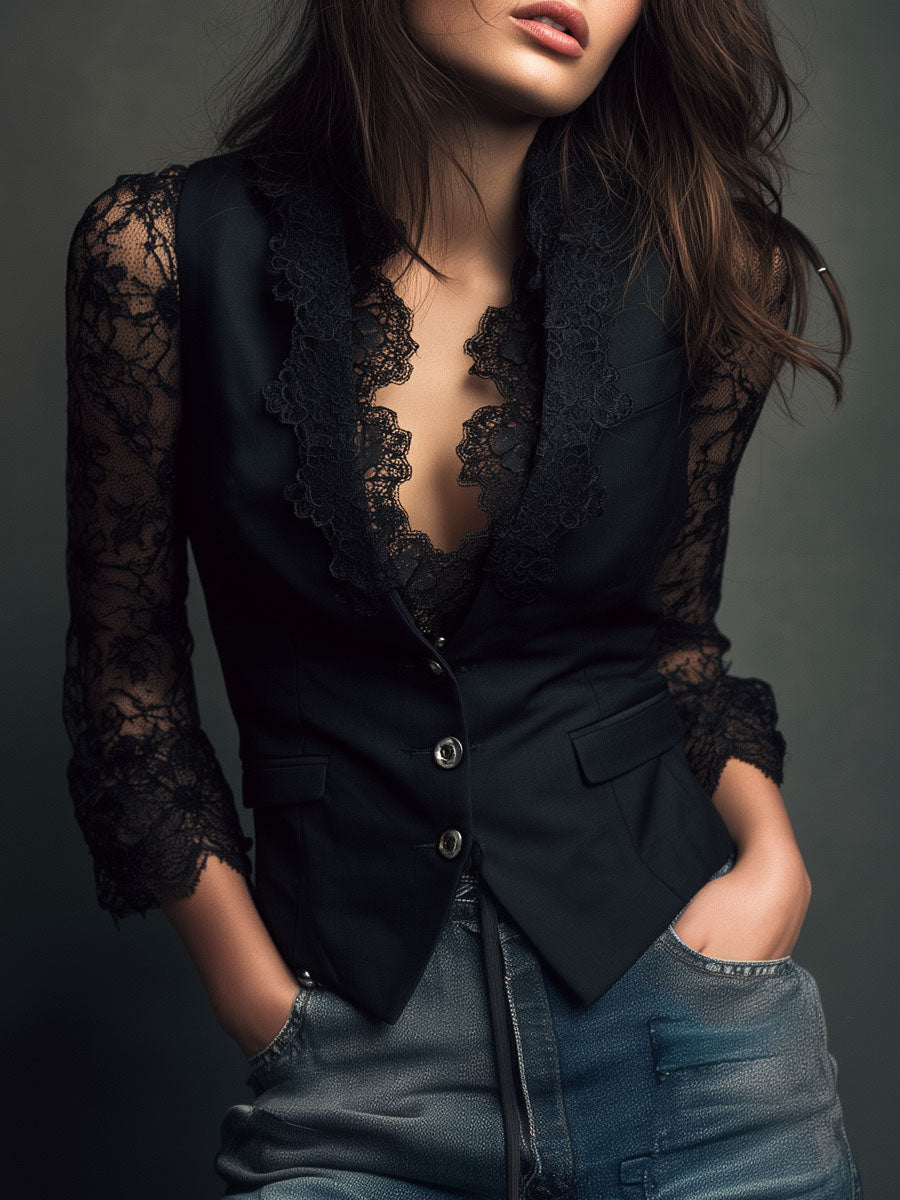 Teresa | Blazer con Mangas de Encaje