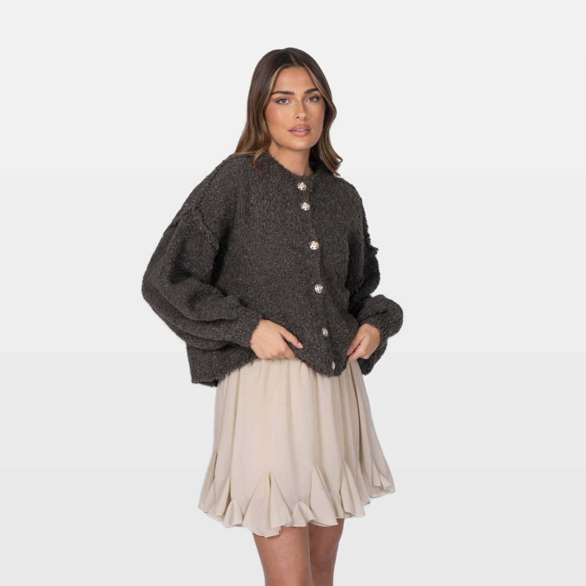Marisa | Cárdigan corto oversize de bouclé