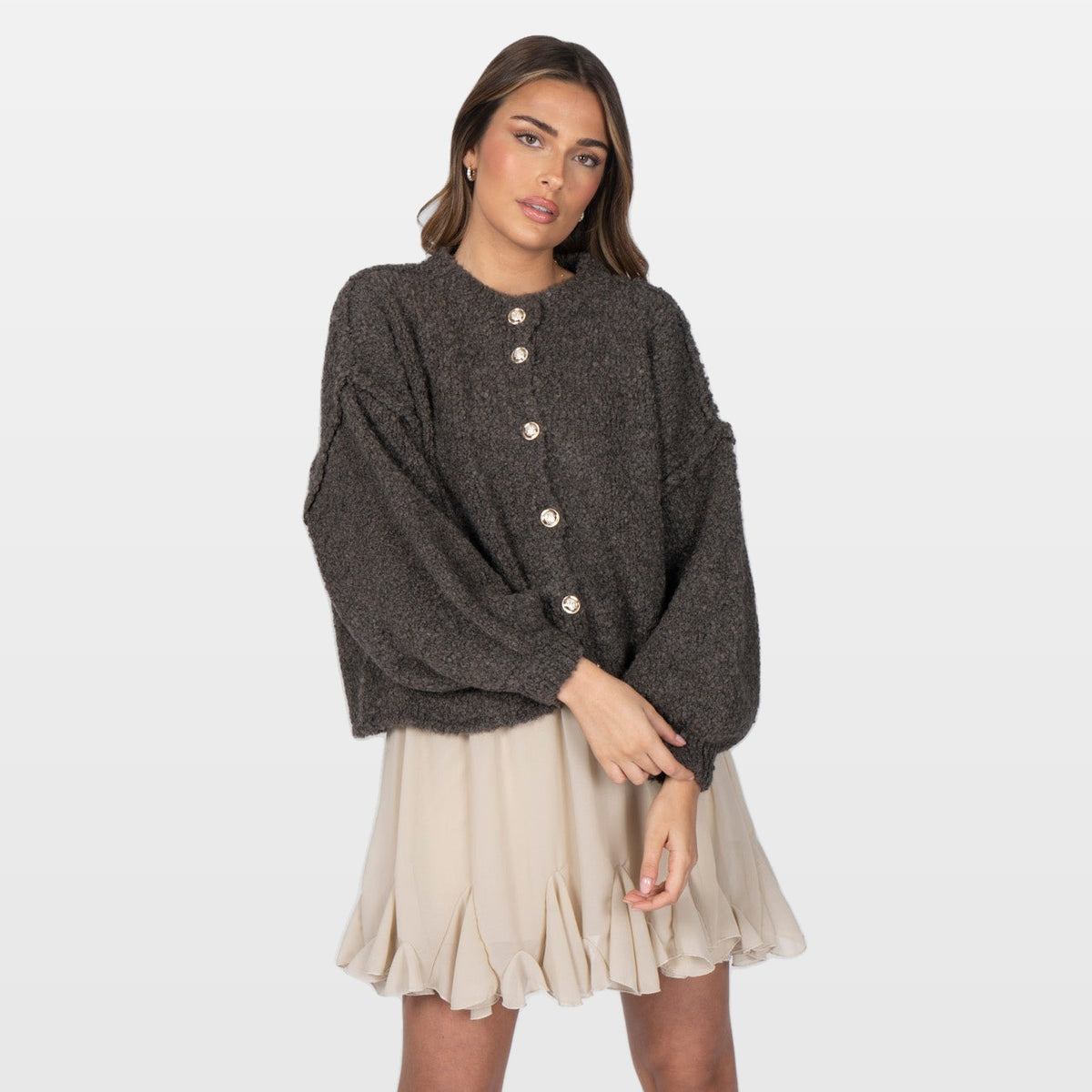 Marisa | Cárdigan corto oversize de bouclé