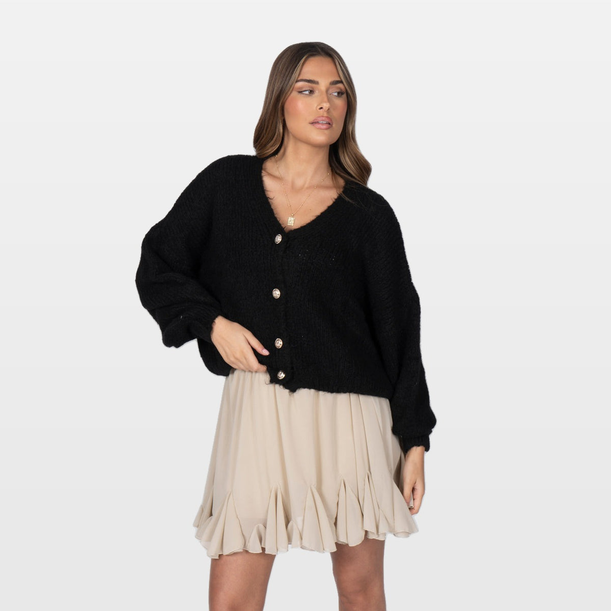 Carla | Cárdigan corto oversize con cuello en V