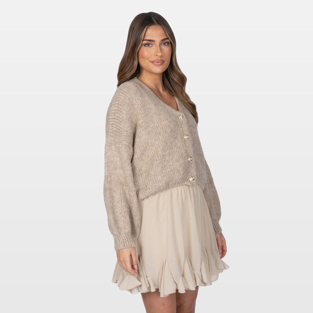 Carla | Cárdigan corto oversize con cuello en V
