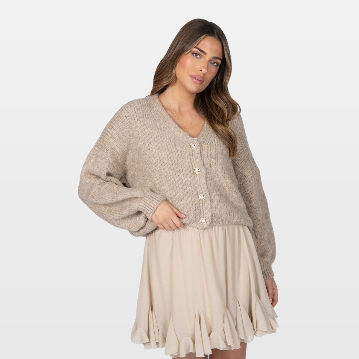 Carla | Cárdigan corto oversize con cuello en V