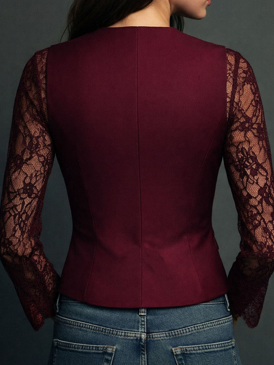 Sophie || Blazer Élégant à Manches Semi-Transparentes