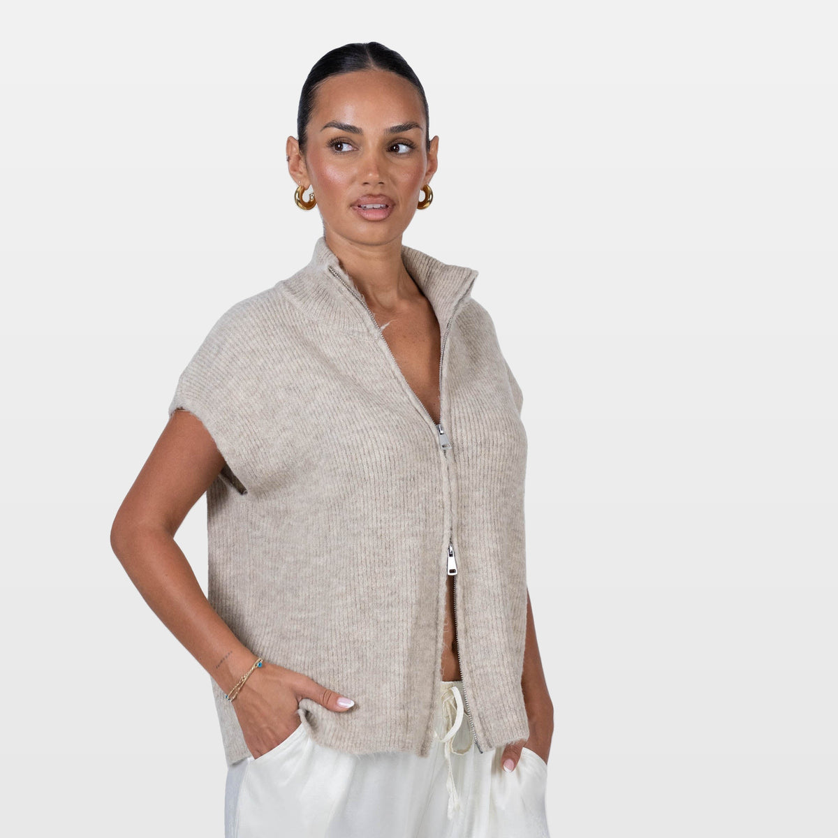 Nella | Chaleco de punto oversize con cremallera