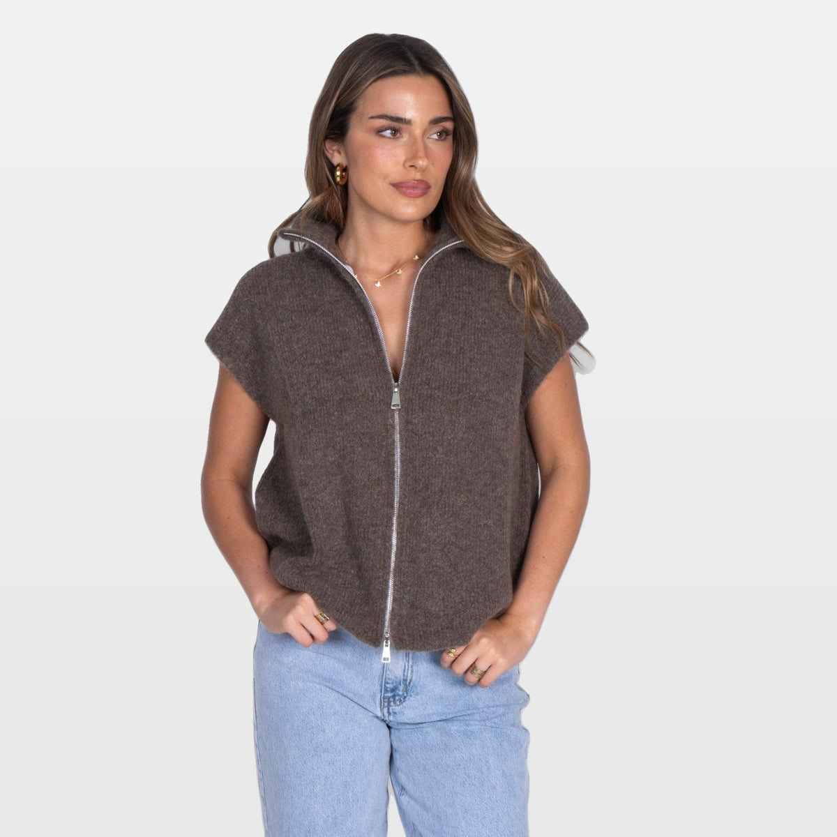 Nella | Chaleco de punto oversize con cremallera