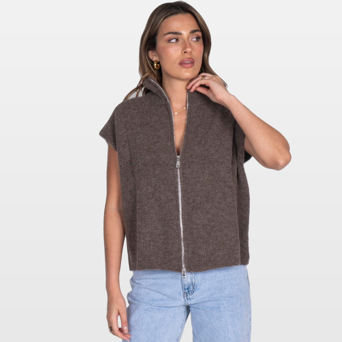 Nella | Chaleco de punto oversize con cremallera