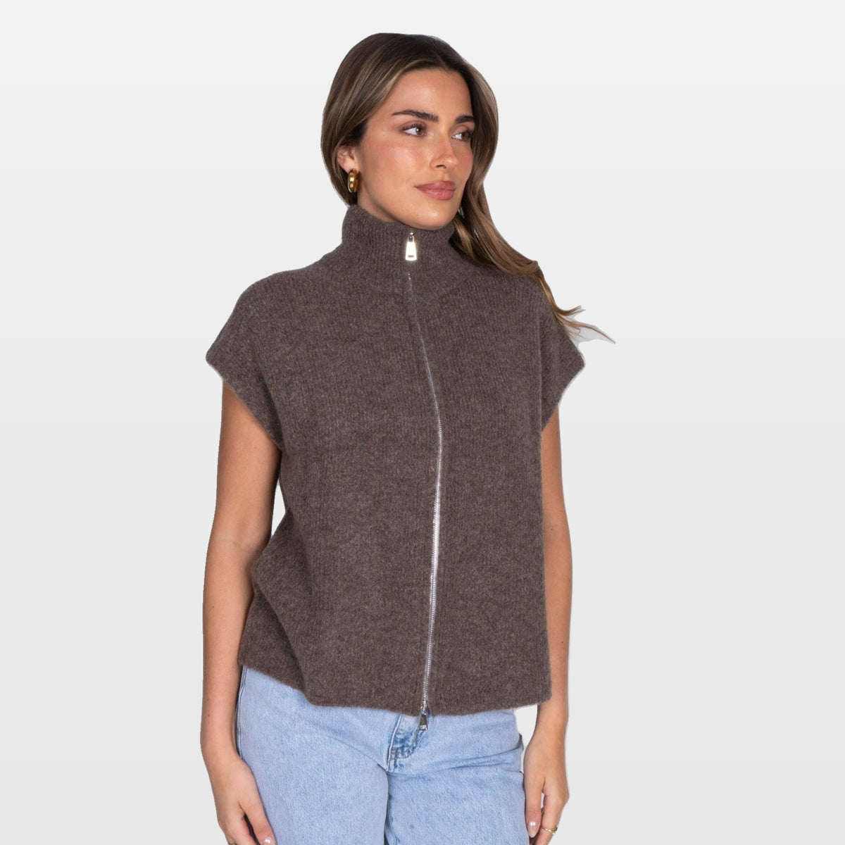 Nella | Chaleco de punto oversize con cremallera