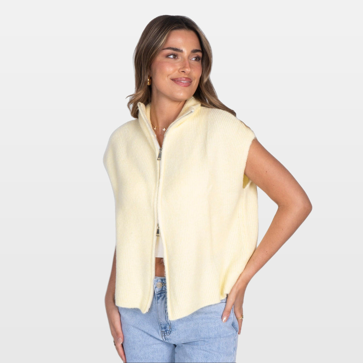 Nella | Chaleco de punto oversize con cremallera