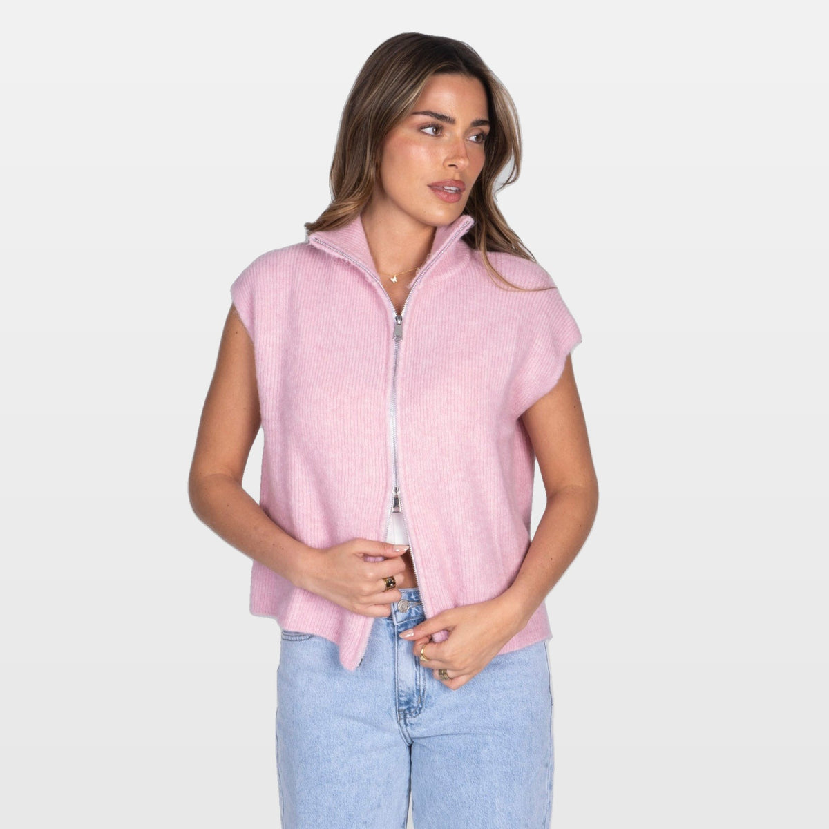 Nella | Chaleco de punto oversize con cremallera