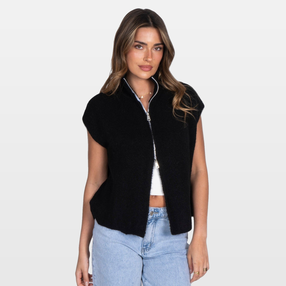 Nella | Chaleco de punto oversize con cremallera