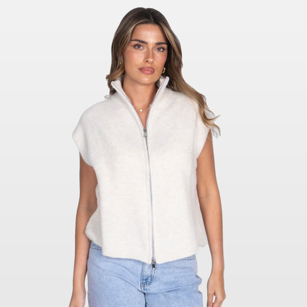 Nella | Chaleco de punto oversize con cremallera