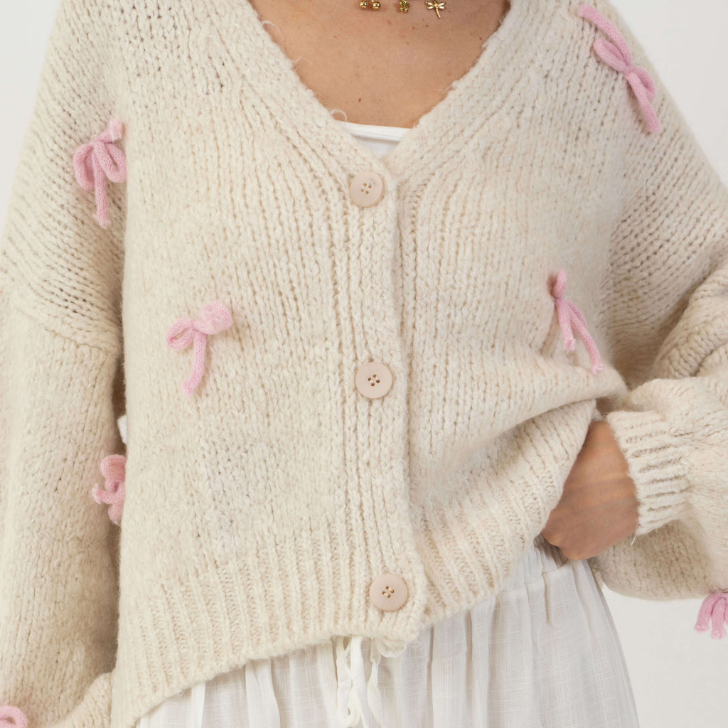 Letizia | Cárdigan oversize con mini lazos