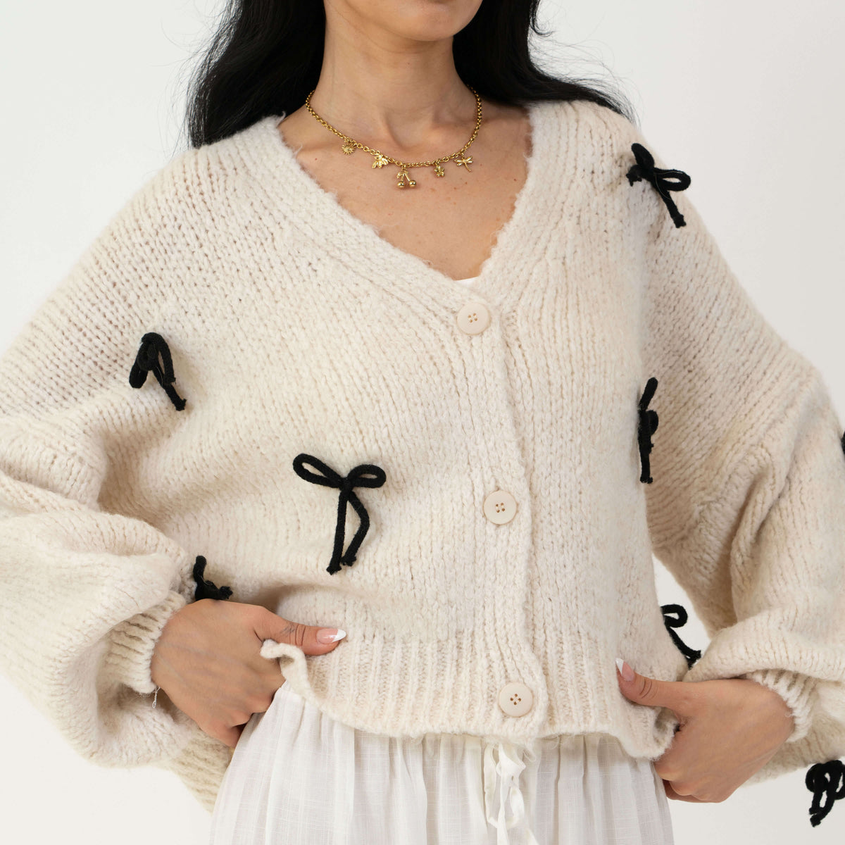 Letizia | Cárdigan oversize con mini lazos