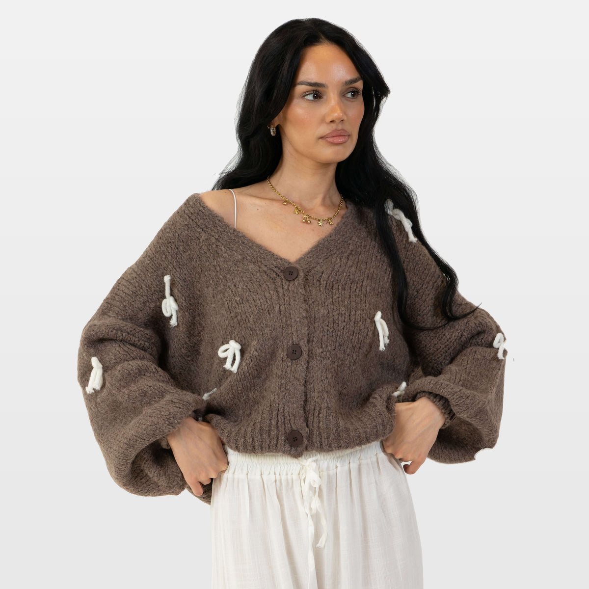 Letizia | Cárdigan oversize con mini lazos
