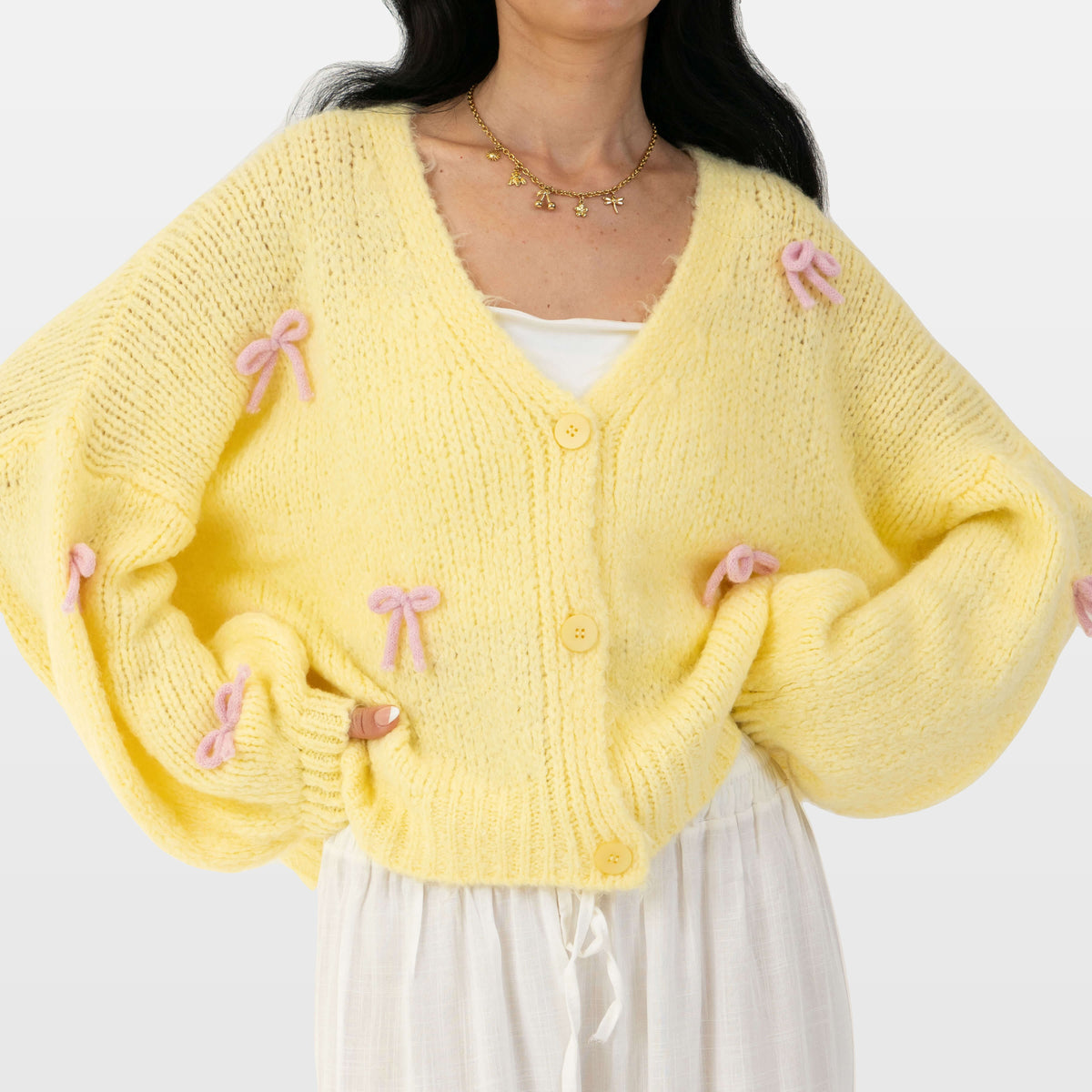 Letizia | Cárdigan oversize con mini lazos