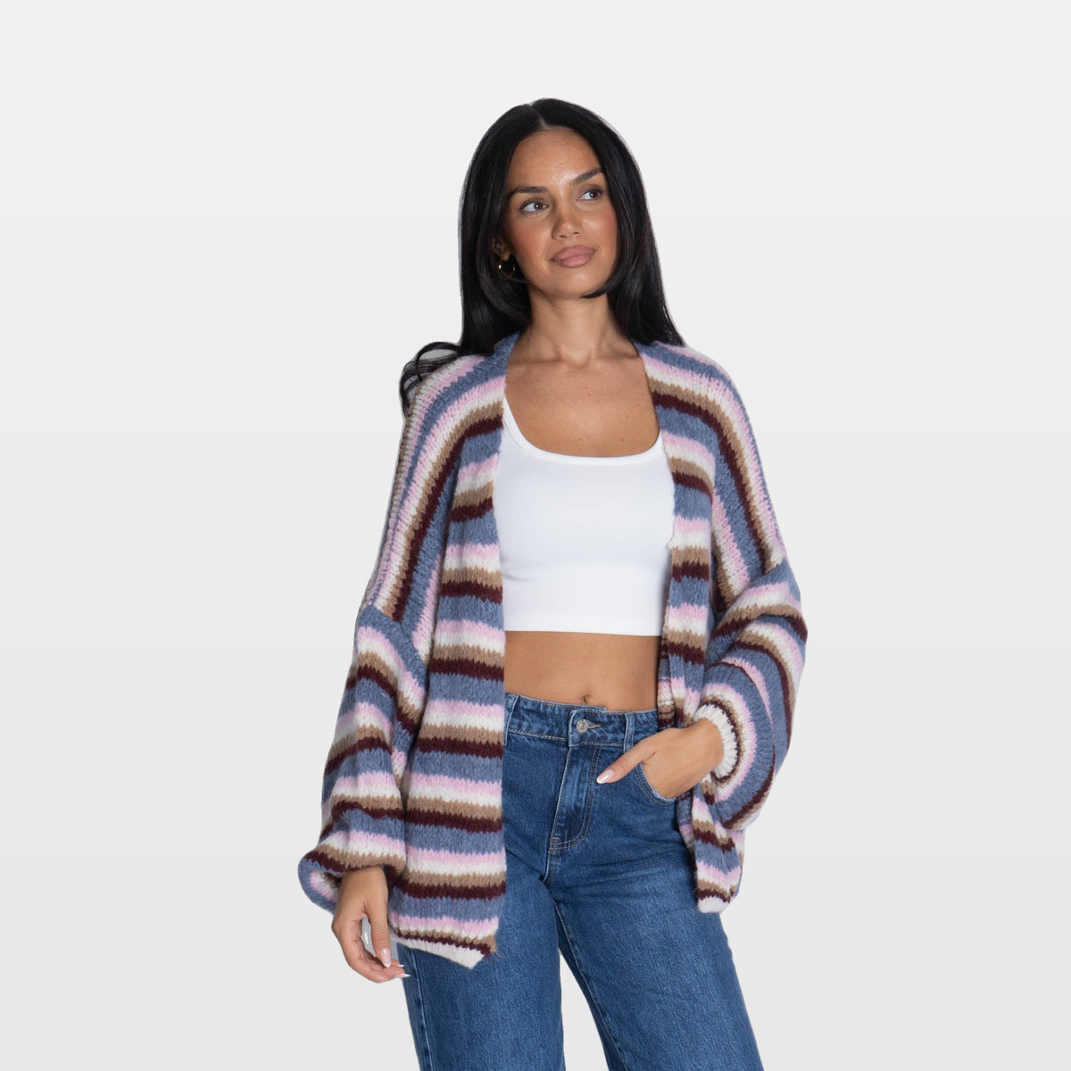Camilla | Cárdigan casual oversize de rayas