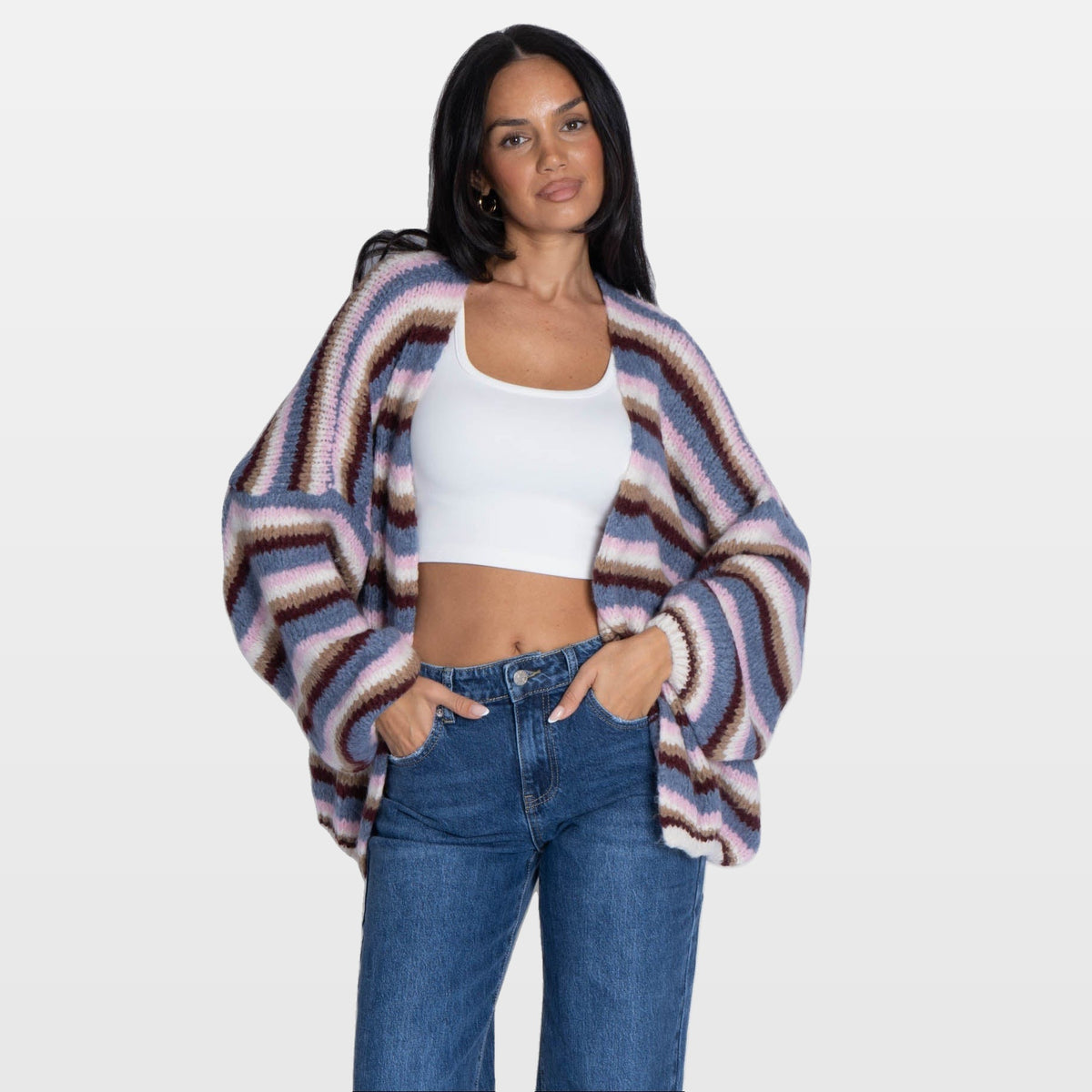 Camilla | Cárdigan casual oversize de rayas