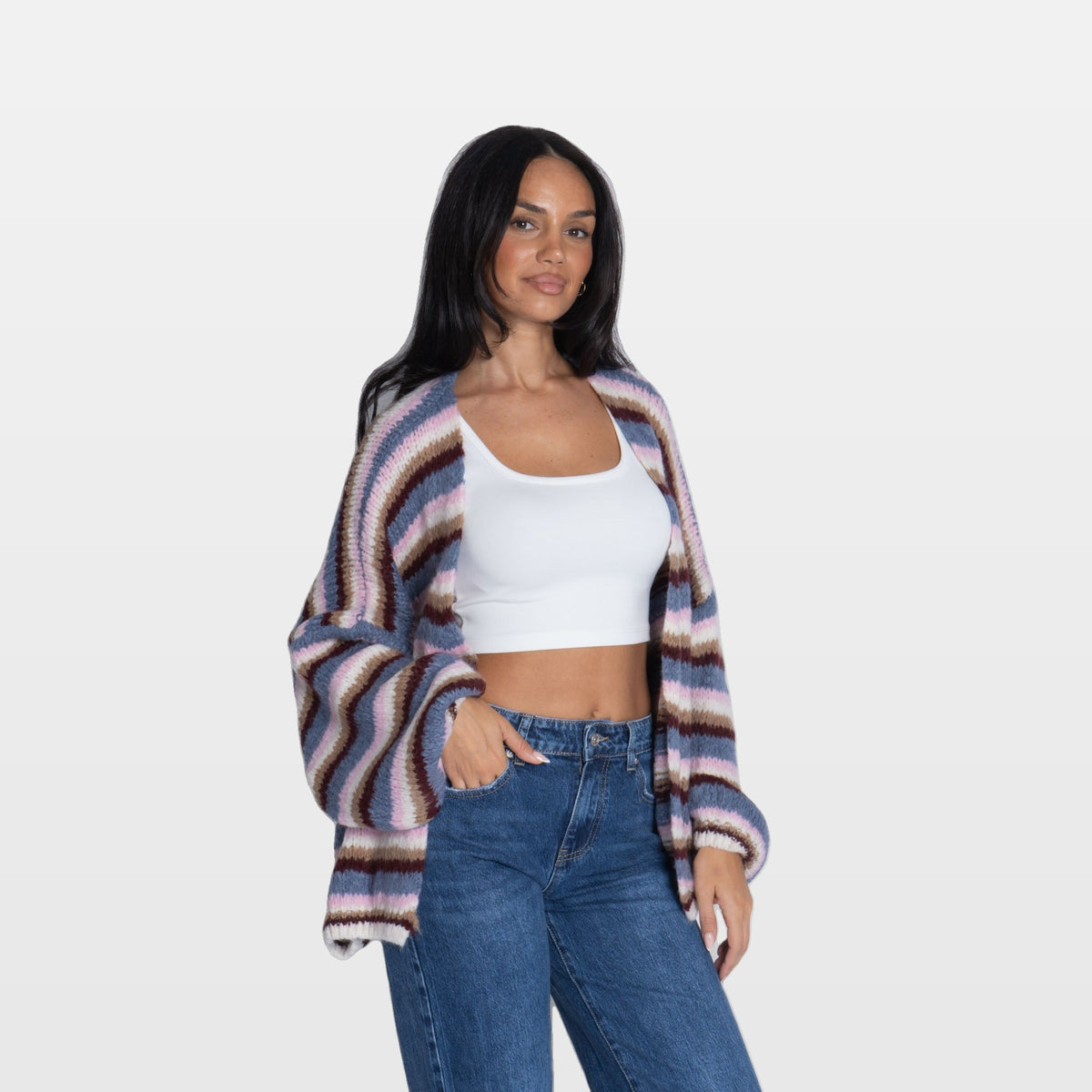 Camilla | Cárdigan casual oversize de rayas