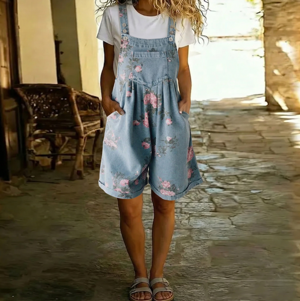 Judith | Conjunto Floral Denim Lavado Vintage Sensación Algodón Suave