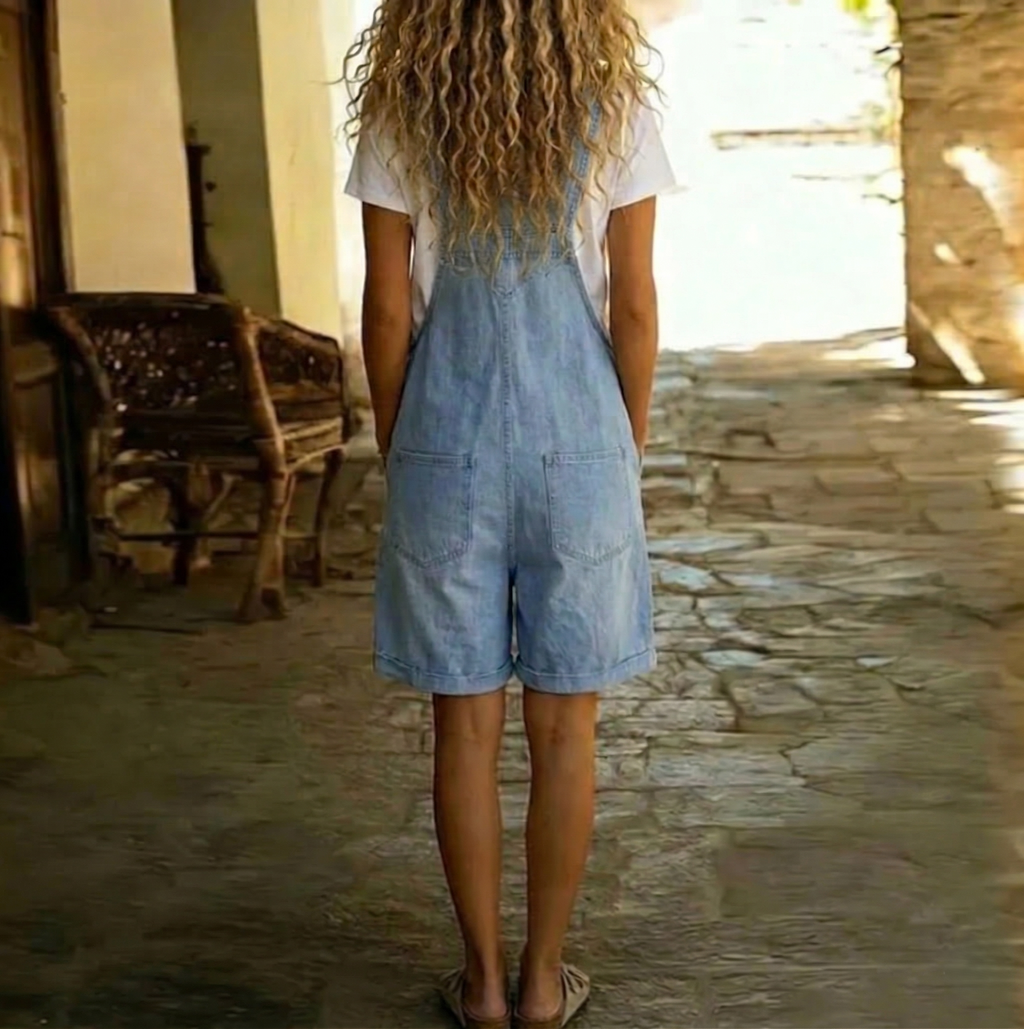 Clara | Conjunto en Denim de Algodón Suave Efecto Vintage Lavado Azul Claro