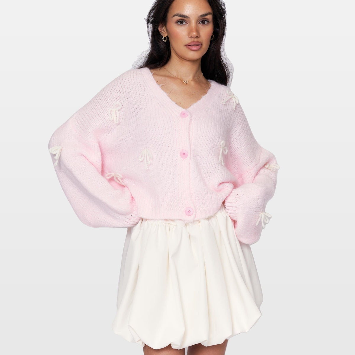 Letizia | Cárdigan oversize con mini lazos