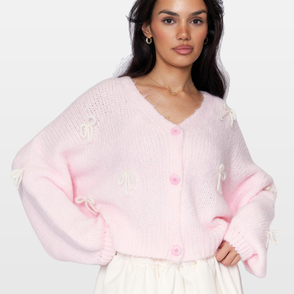 Letizia | Cárdigan oversize con mini lazos