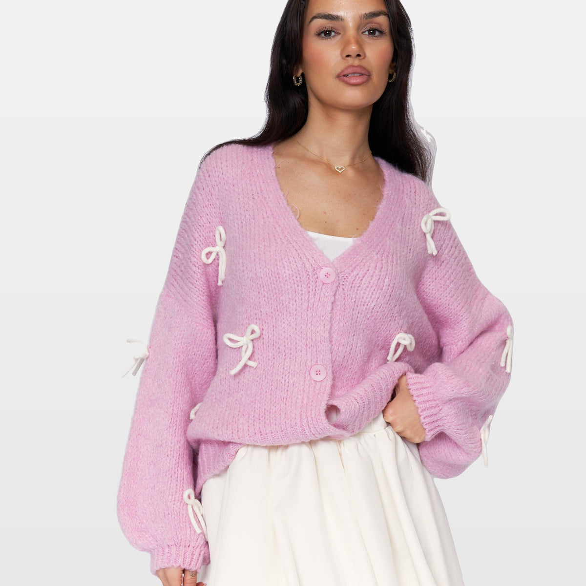 Letizia | Cárdigan oversize con mini lazos