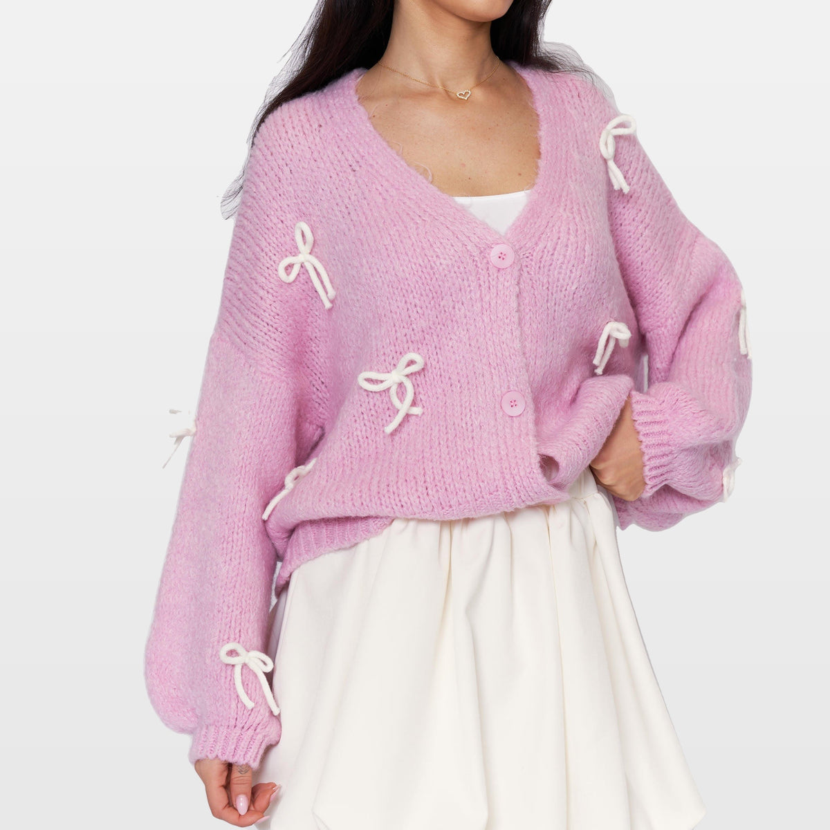 Letizia | Cárdigan oversize con mini lazos