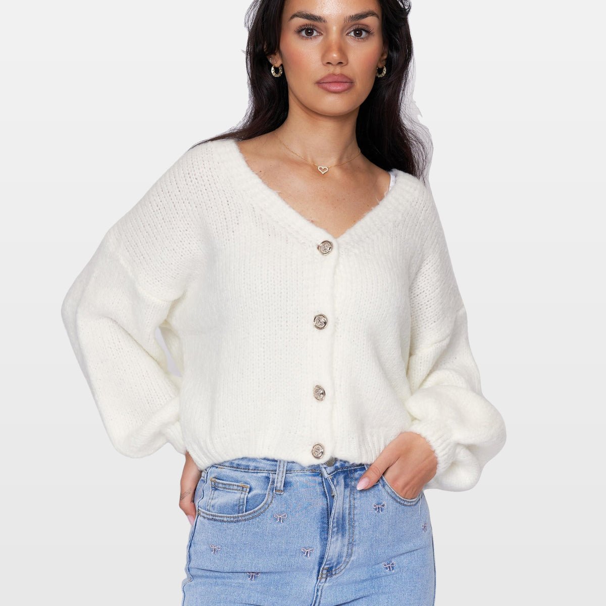 Carla | Cárdigan corto oversize con cuello en V
