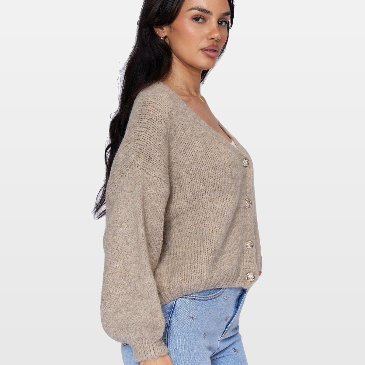 Carla | Cárdigan corto oversize con cuello en V