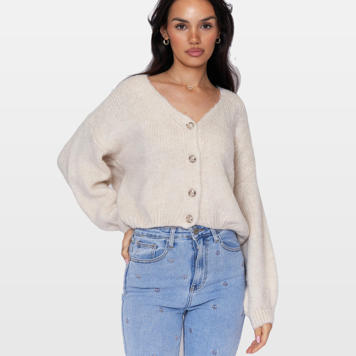 Carla | Cárdigan corto oversize con cuello en V