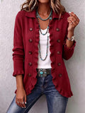 Annunziata | Chaqueta de Punto Rojo Rubí con Volante