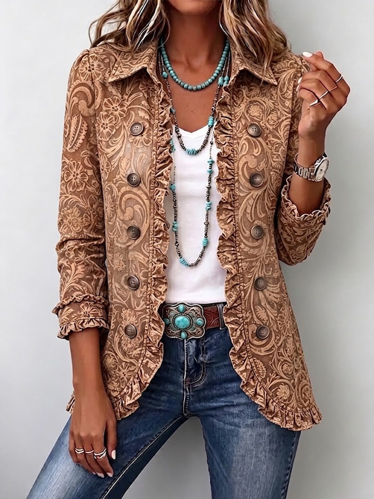 Bruna | Chaqueta Floral Vintage con Volante