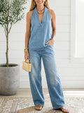 Ivana | Conjunto Gemelo Denim Efecto Vintage Lavado Suave