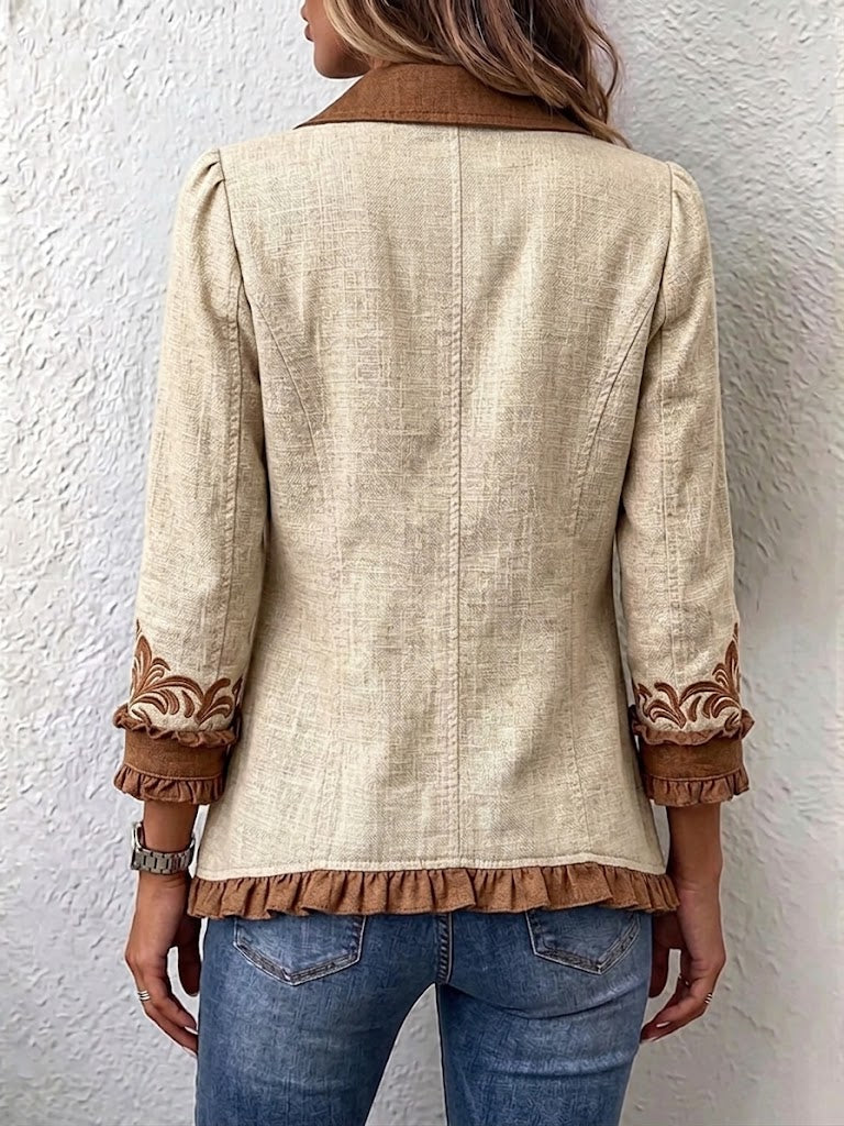 Iolanda | Chaqueta Floral Bordada con Volante