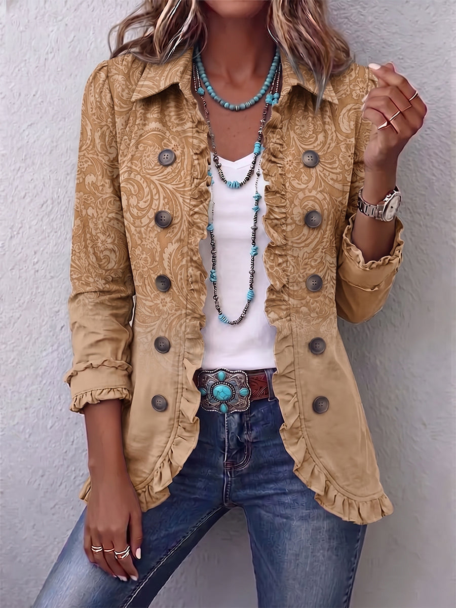 Palmira | Chaqueta Estampado en Relieve con Volante