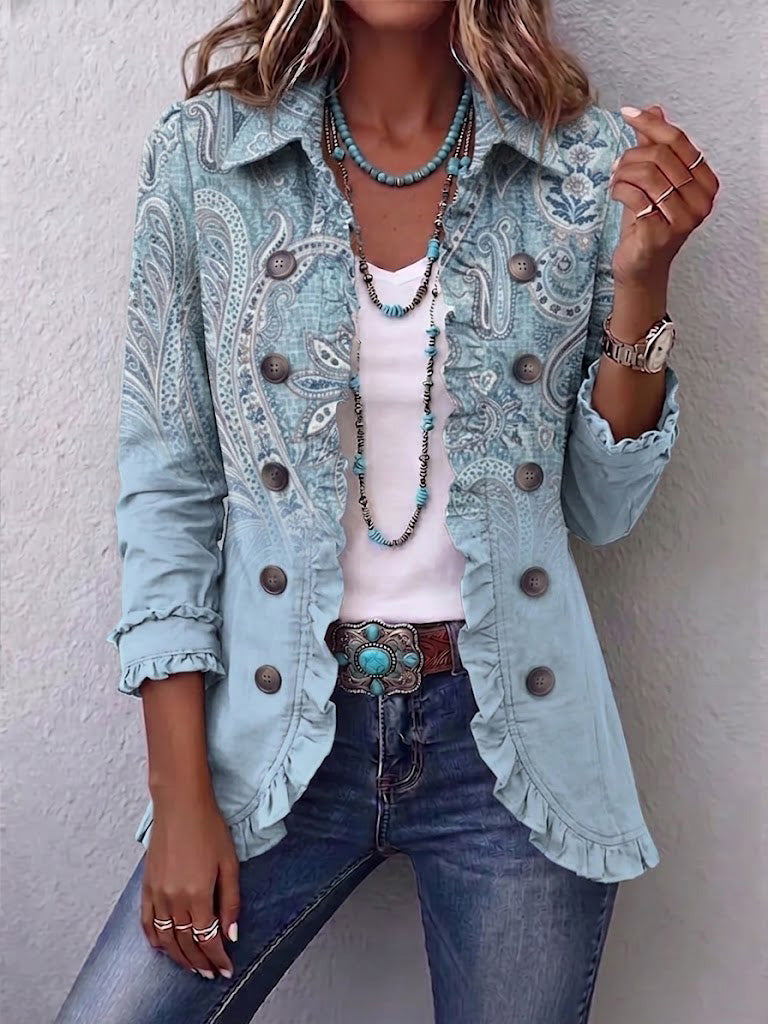 Teresina | Chaqueta Estampado Cachemira Vintage con Volante